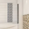 Pare-Baignoire|AICA Sanitaire Pare-baignoire fixé 40x130cm,paroi fixée,5mm verre anticalcaire,noir mat style industriel et simplicité