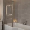 Pare-Baignoire|Allibert Pare-baignoire fixe avec volet pivotant design 107 x 140 cm aluminium chromé verre 5 mm - Oblik