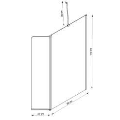 Pare-Baignoire|Allibert Pare-baignoire fixe avec volet pivotant design 107 x 140 cm aluminium chromé verre 5 mm - Oblik