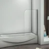AICA Sanitaire Pare-baignoire pivotant - 70 x 130 cm - Verre trempé 5 mm anticalcaire - Écran de baignoire moderne