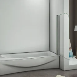 AICA Sanitaire Pare-baignoire pivotant - 70 x 130 cm - Verre trempé 5 mm anticalcaire - Écran de baignoire moderne