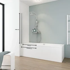 Pare-Baignoire|Schulte Pare-baignoire pivotant 1 volet, 80 x 140 cm, verre transparent anticalcaire 5 mm, profilé chrome, Capri