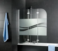 Schulte Pare-baignoire pivotant 3 volets pliables, 125 x 140 cm, verre transparent anticalcaire 5 mm, Liane