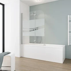 Schulte Pare-baignoire pivotant 2 volets, 112 x 140 cm, verre transparent anticalcaire 5mm, Liane