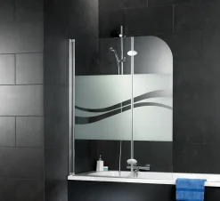 Schulte Pare-baignoire pivotant 2 volets, 112 x 140 cm, verre transparent anticalcaire 5mm, Liane
