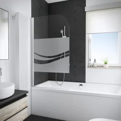 Pare-Baignoire|Schulte Pare-baignoire pivotant 1 volet, 80 x 140 cm, verre transparent anticalcaire 5 mm, Liane