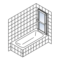 Schulte Pare-baignoire pivotant coulissant avec porte-serviettes H.140 x l.118 cm, blanc,