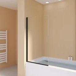 Essebagno Pare-Baignoire pivotant verre transparent anticalcaire et aluminium 80 x 140 noir