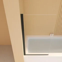 Essebagno Pare-Baignoire pivotant verre transparent anticalcaire et aluminium 80 x 140 noir