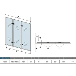 Pare-Baignoire|AICA Sanitaire Pare-baignoire pliant 3 panneaux L.130 x H.140cm - Verre trempé 6 mm anticalcaire - Sécurité, confort et gain de place