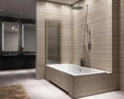 Tablier Et Habillage De Baignoire|Rea Pare-Baignoire Pliant Agat-2 80 Brushed Gold