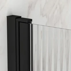 Pare-Baignoire|Galedo Pare-baignoire rabattable 140 x 80 cm, profilés alu noir mat, Wave