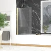 Galedo Pare-baignoire rabattable 140 x 80 cm, profilés alu doré, verre ondulé, Wave