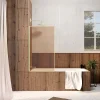 Galedo Pare-baignoire rabattable H.130 x l.75 cm, verre brun, profilés dorés brossés, Golden Edge