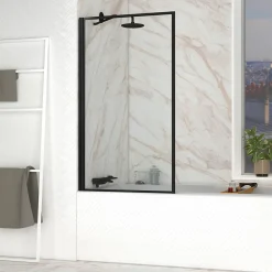 Pare-Baignoire|Galedo Pare-baignoire rabattable 140 x 80 cm, profilés alu noir mat, Dark Edge