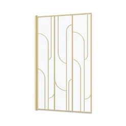 Galedo Pare-baignoire rabattable 140 x 80 cm, profilés alu doré, Art Deco