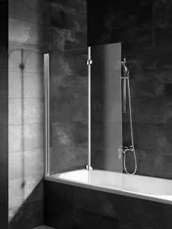 Schulte Pare-baignoire rabattable avec 2 volets, 104 x 130 cm, verre transparent 5 mm, profilé blanc,