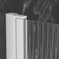 Pare-Baignoire|Galedo Pare-baignoire rabattable 140 x 80 cm, profilés alu blanc, verre ondulé, Wave