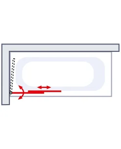 Schulte Pare-baignoire rabattable et coulissant 2 volets, 70 -118 x 140 cm, style industriel, verre transparent 3 mm, profilé noir,