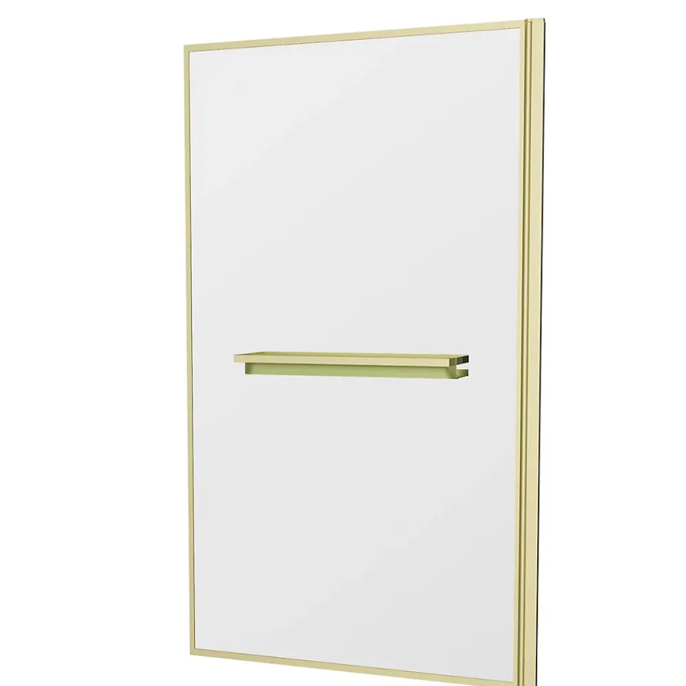 Pare-Baignoire|Galedo Pare-baignoire rabattable 130 x 75 cm, profilés alu doré brossé, porte-serviette/étagère, Golden Edge