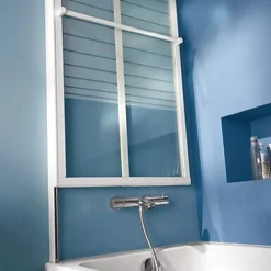 Pare-Baignoire|Atmo Pare-baignoire relevable 2 volets profilés blanc 140 x 104 cm Ecume