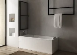 Atelier du bain Pare-baignoire relevable et coulissant noir mat 2 volets