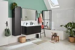 Atelier du bain Pare-baignoire relevable et coulissant noir mat 2 volets