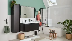 Atelier du bain Pare-baignoire relevable et coulissant noir mat 2 volets