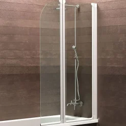 Pare-Baignoire|Schulte Pare-baignoire - 114x140 cm - réversible - écran pliant - rabattable - volets pivotants - verre 3 mm - transparent