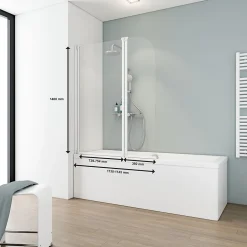 Pare-Baignoire|Schulte Pare-baignoire - 114x140 cm - réversible - écran pliant - rabattable - volets pivotants - verre 3 mm - transparent