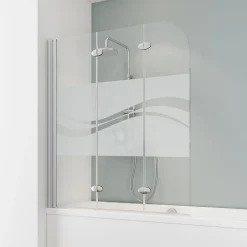 Schulte Pare-baignoire - 125x140 cm - paroi de baignoire réversible - pliant - 3 volets pivotants - verre Liane - alu-argenté