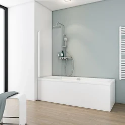 Schulte Pare-baignoire - 70x130 cm - réversible - rabattable - volet pivotant - verre 5 mm - transparent - blanc