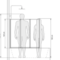 Pare-Baignoire|Schulte Pare-baignoire - 127x120 cm - réversible - rabattable - volet pivotant - verre 3 mm - transparent - blanc