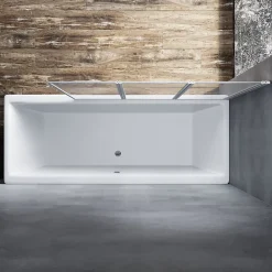 Sirhona Pare-Baignoire 1300x1400mm Ecran de Baignoire 3 Volets + 4mm Verre Transparent + Double Construction en Aluminium