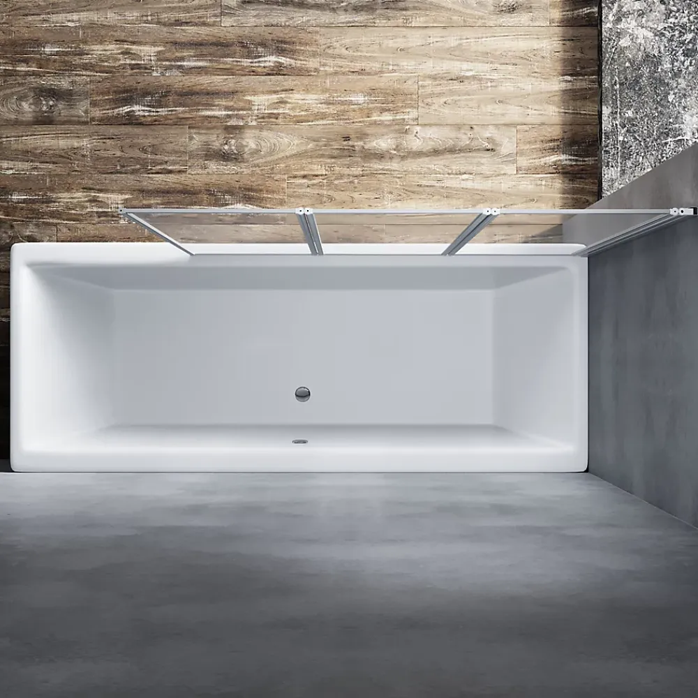 Sirhona Pare-Baignoire 1300x1400mm Ecran de Baignoire 3 Volets + 4mm Verre Transparent + Double Construction en Aluminium