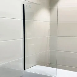 Pare-Baignoire|Essebagno Pare-baignoire 80x140 cm verre anticalcaire 6mm fixe en aluminium Noir mat