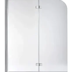 Pare-Baignoire|Sanindusa Pare-bain 2 volets pivotant 180 verre cristal trempé profilé alu Aquarela Duo 120x150 montage gauche profilé blanc