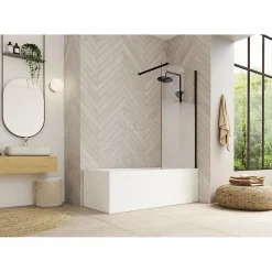 Kinedo Pare-bain fixe Smart Design Hydra 80 gris noir grainé verre sérigraphié cosmos