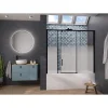 Pare-Baignoire|Kinedo Pare-bain Smart Design Pegasus coulissant pose entre 2 murs 170x148 gris noir grainé verre sérigraphié partie fixe à droite