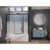 Pare-Baignoire|Kinedo Pare-bain Smart Design Pegasus coulissant pose entre 2 murs 180x148 gris noir grainé verre sérigraphié partie fixe à gauche