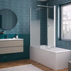 Pare-Baignoire|Kinedo Pare-bain Smart Design Orion pivotant pour montage avec Smart Design Hydra/Lyra 75 blanc verre sérigraphié cosmos
