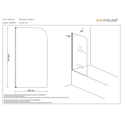 Pare-Baignoire|Sanindusa Pare-bain réversible 1 volet pivotant à 180 en verre trempé 6mm profilé alu Aquarela 80x140 verre cristal profilé blanc