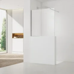 Swiss Aqua Technologies Pare-muret 100x100cm Paroi en verre Crystal Glass 8 mm anticalcaire, avec bras et profilés chrome brillant (SATBWIS100PR)