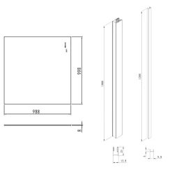 Swiss Aqua Technologies Pare-muret 100x100cm Paroi en verre Crystal Glass 8 mm anticalcaire, avec bras et profilés chrome brillant (SATBWIS100PR)