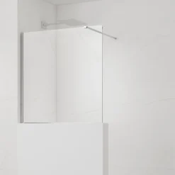 Swiss Aqua Technologies Pare-muret 100x100cm Paroi en verre Crystal Glass 8 mm anticalcaire, avec bras et profilés chrome brillant (SATBWIS100PR)