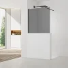 Swiss Aqua Technologies Pare-muret 100x90cm Paroi en verre Crystal Glass 8 mm anticalcaire, avec bras et profilés noir mat (SATBWIS90KSPRC)