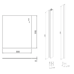 Swiss Aqua Technologies Pare-muret 100x90cm Paroi en verre Crystal Glass 8 mm anticalcaire, avec bras et profilés noir mat (SATBWIS90KSPRC)