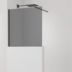 Paroi De Douche|Swiss Aqua Technologies Pare-muret 120x100cm Paroi en verre Crystal Glass 8 mm anticalcaire, avec bras et profilés noir mat (SATBWIS120KSPRC)
