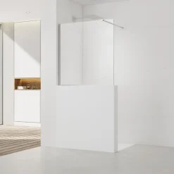 Swiss Aqua Technologies Pare-muret 120x100cm Paroi en verre Crystal Glass 8 mm anticalcaire, avec bras et profilés chrome brillant (SATBWIS120PR)