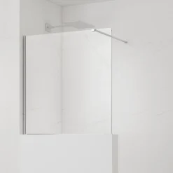 Swiss Aqua Technologies Pare-muret 120x100cm Paroi en verre Crystal Glass 8 mm anticalcaire, avec bras et profilés chrome brillant (SATBWIS120PR)
